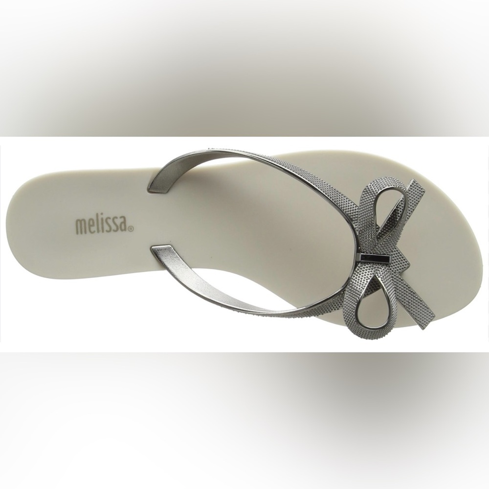 MELISSA Harmonic Metallic Flip Flops Thong Flat sandals. Size 8